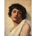 E. SHIRREF? (NINETEENTH CENTURY) OIL PAINTING ON CANVAS LAID ON BOARD Female bust portrait Signed,