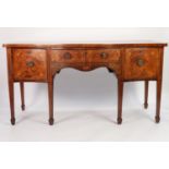 IMPRESSIVE GEORGE III INLAID AND CROSSBANDED FIGURED MAHOGANY SERPENTINE FRONTED LARGE SIDEBOARD,