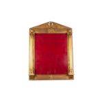 19th CENTURY GILT GESSO WALL MIRROR OR FRAME APPLIED WITH MASONIC EMBLEMS, including compass and set