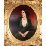 BRITISH SCHOOL (MID 19th CENTURY ) OIL PAINTING ON RE-LINED CANVAS A painted oval portrait of a