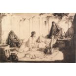 CHARLES WILLIAM CAIN ARTIST SIGNED DRY POINT ETCHING 'On a Baghdad Roof' Signed in pencil and