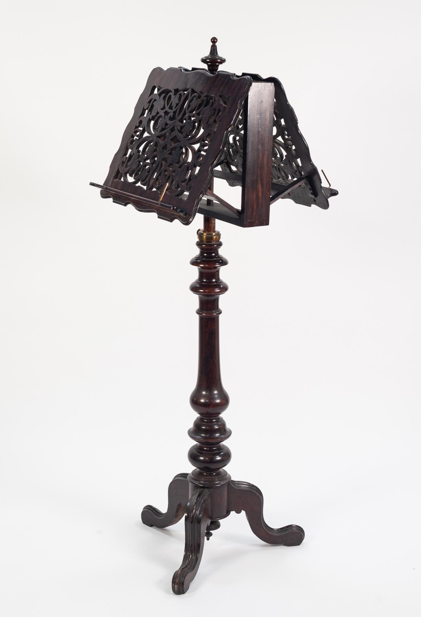 EARLY VICTORIAN DUET ADJUSTABLE MUSIC STAND, grain painted and polished as rosewood, the top section - Image 2 of 2