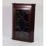 NINETEENTH CENTURY FLAT FRONTED AND GLAZED MAHOGANY CORNER CUPBOARD, of typical form with thirteen