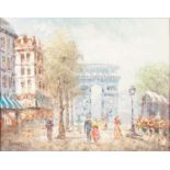 CAROLINE BURNETT (TWENTIETH/ TWENTY FIRST CENTURY) SUITE OF FOUR OIL PAINTINGS Parisienne street