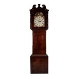 G.SMITH, HUDDERSFIELD, EARLY NINETEENTH CENTURY FIGURED MAHOGANY LONGCASE CLOCK, the 14? painted