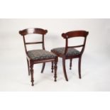 SET OF SIX NINETEENTH CENTURY MAHOGANY SINGLE DINING CHAIRS, each with moulded top rail above a