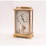 LATE 20th CENTURY 'MADE IN WEST GERMANY' CORNICHE CASED BRASS CARRIAGE CLOCK, the dial with