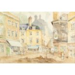 JEFFREY CULLEY (TWENTIETH CENTURY) WATERCOLOUR DRAWING ?Shepherd Market, London? Signed, titled