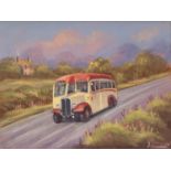 JAMES DOWNIE (b.1949) OIL ON BOARD The Truro Bus Signed 11 ¾? x 15 ½? (29.8cm x 39.4cm)