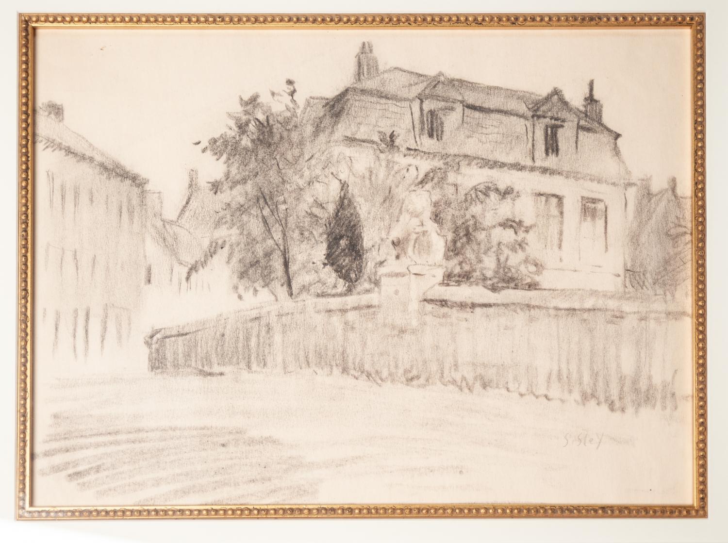 ALFRED SISLEY (1839 - 1899) PENCIL ON TINTED PAPER 'The Flood at Port-Marly' Signed lower right 10 - Image 5 of 7