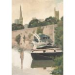 ROGER HAMPSON (1925 - 1996) OIL PAINTING ON BOARD 'Floating Harbour, Bristol' Signed, titled and