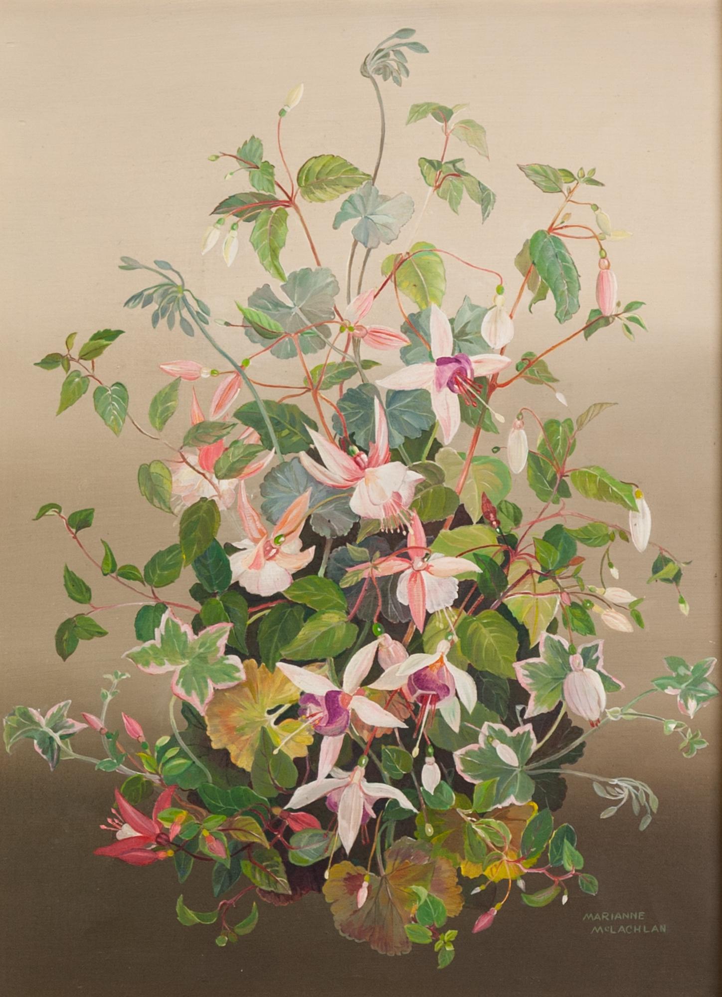 MARIANNE McLACHLAN (TWENTIETH CENTURY) OIL ON CANVAS Fuchsias Signed 15 ½? x 11 ½? (39.3cm x 29.2cm)