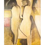 COLIN JELLICOE (1942-2018) OIL ON BOARD Abstract- two figures Signed and dated 1966 32? x 25 ½? (