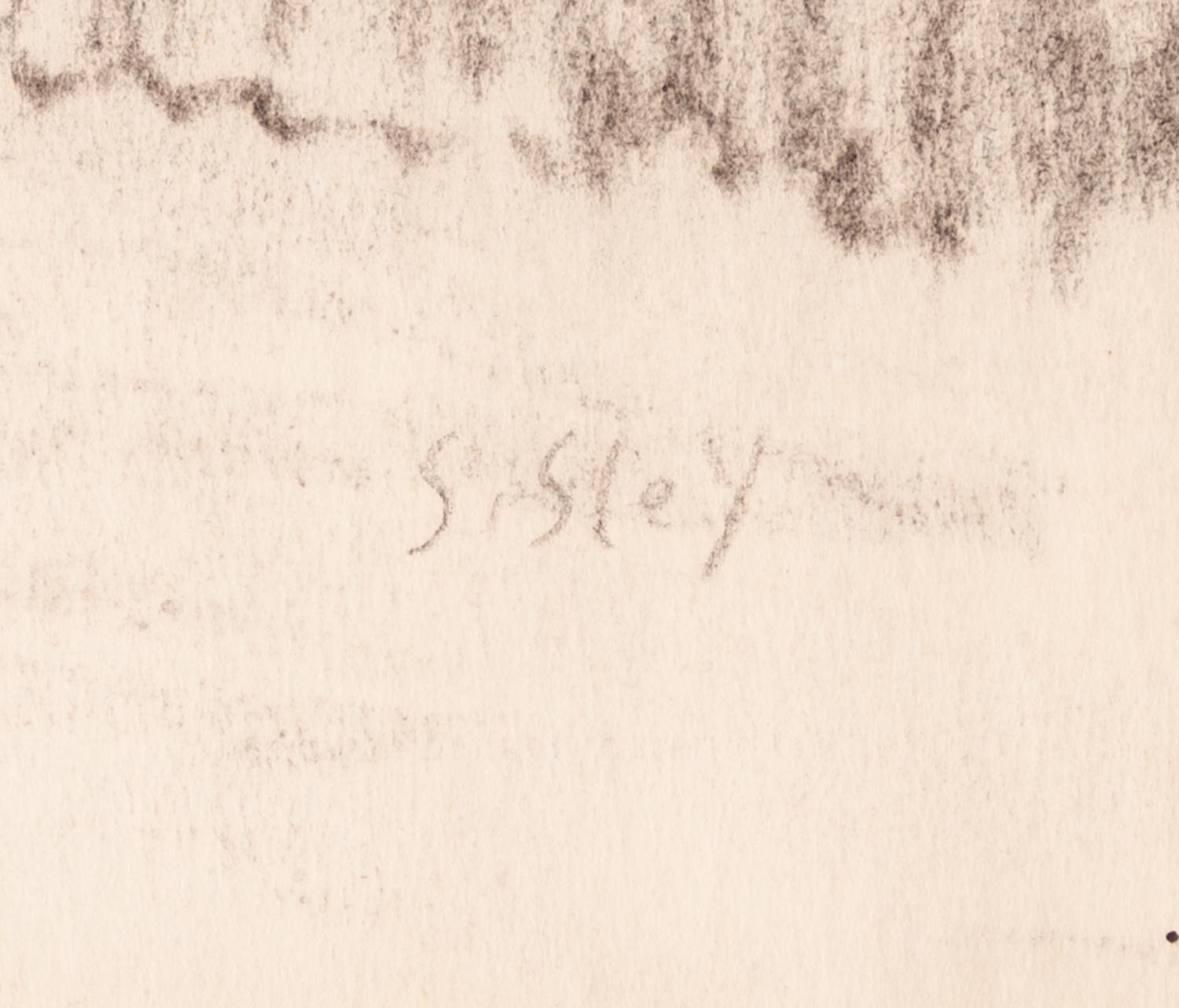 ALFRED SISLEY (1839 - 1899) PENCIL ON TINTED PAPER 'The Flood at Port-Marly' Signed lower right 10 - Image 3 of 7