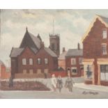 ROGER HAMPSON (1925 - 1996) OIL PAINTING ON BOARD 'Davenport Street, Bolton' Signed, titled and