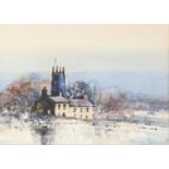 BRIAN BARLOW (b.1934) WATERCOLOUR ?Evensong? Signed and dated (19)89, titled verso 5? x 7? (12.7cm x