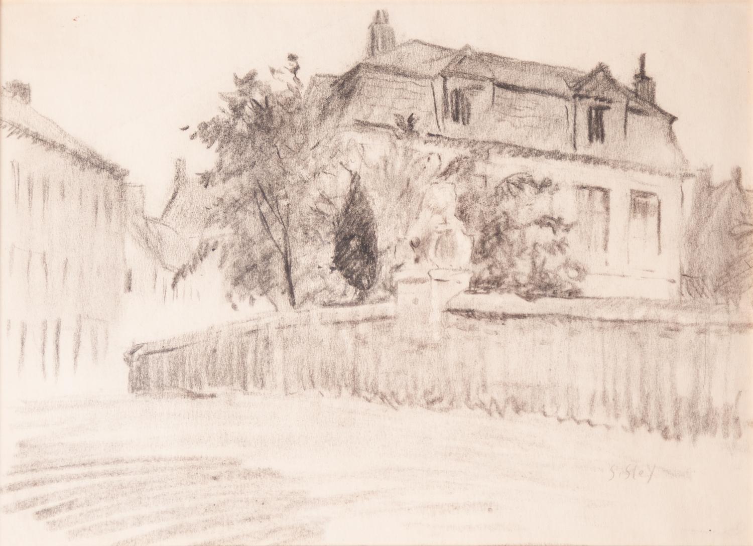 ALFRED SISLEY (1839 - 1899) PENCIL ON TINTED PAPER 'The Flood at Port-Marly' Signed lower right 10 - Image 2 of 7