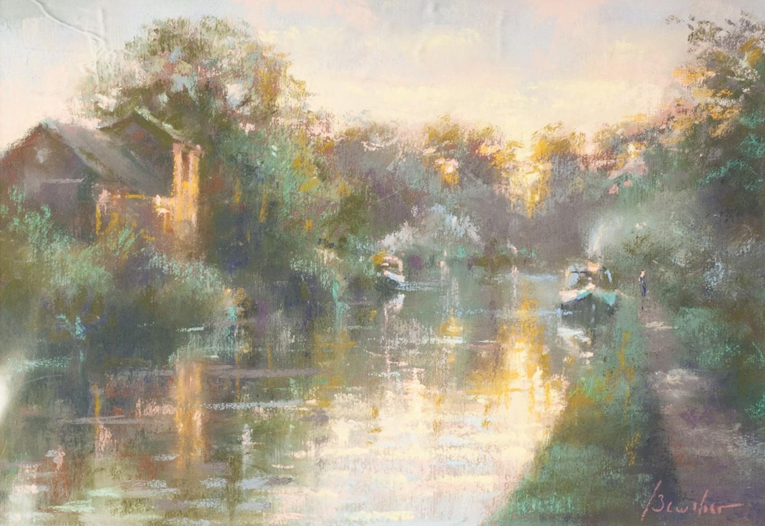 STEVEN BEWSHER (b.1964) PAIR OF PASTELS ?Cheshire Canal Scene, (early morning)? ?Canal at - Image 2 of 2