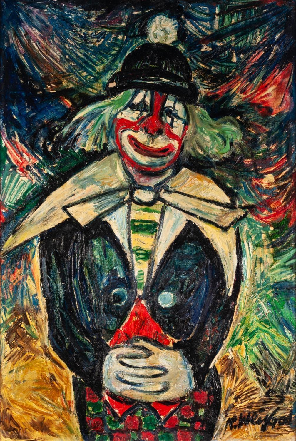 RICHARD WEISBROD (1906-1991) OIL ON BOARD ?Clown?, half length portrait Signed, titled verso 28 ½? x