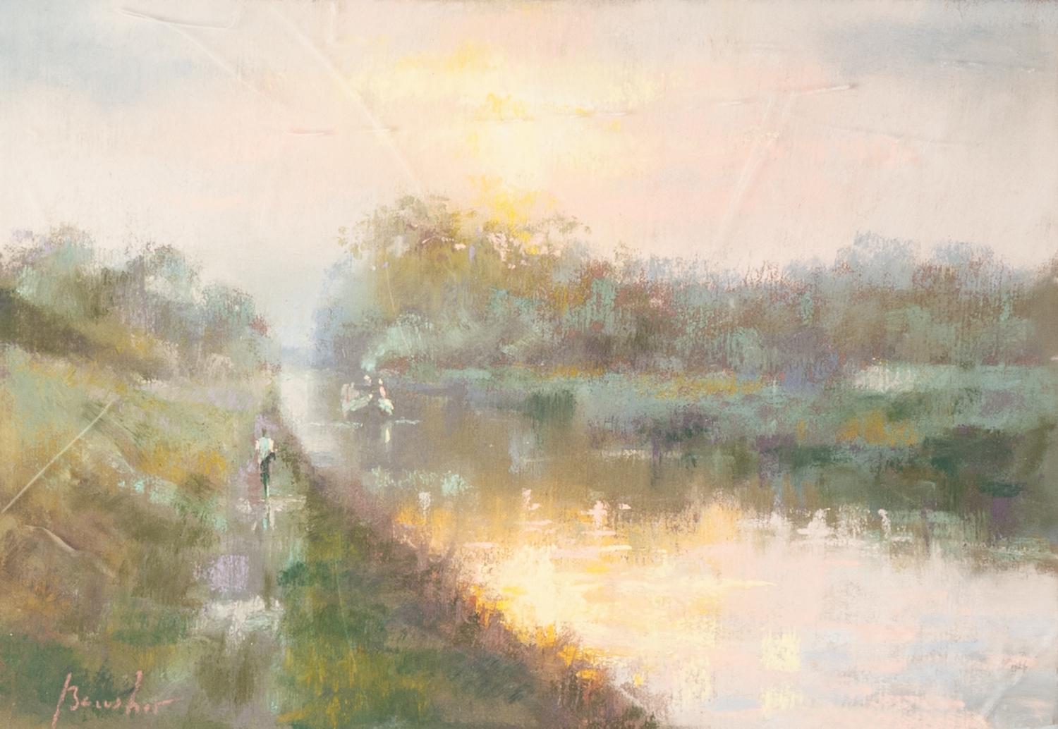 STEVEN BEWSHER (b.1964) PAIR OF PASTELS ?Cheshire Canal Scene, (early morning)? ?Canal at