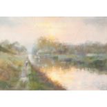 STEVEN BEWSHER (b.1964) PAIR OF PASTELS ?Cheshire Canal Scene, (early morning)? ?Canal at