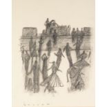 DAVID BARROW (b.1959) PENCIL DRAWING Dancing at Wigan Casino Signed 10? x 8? (25.4cm x 20.3cm)