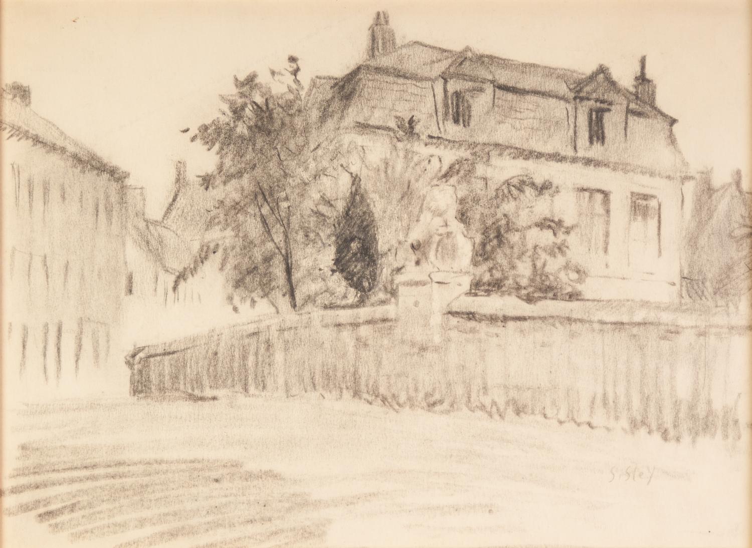 ALFRED SISLEY (1839 - 1899) PENCIL ON TINTED PAPER 'The Flood at Port-Marly' Signed lower right 10 - Image 7 of 7