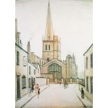 L.S. LOWRY (1887 - 1976) LIMITED EDITION COLOUR PRINT 'Burford Church' Numbered in pencil 295/1500