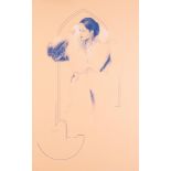 MARC GRIMSHAW SET OF FOUR PENCIL DRAWINGS ON SALMON PINK PAPER Each depicting a fashion model Signed