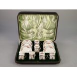 AN EARLY TWENTIETH CENTURY CASED SUITE OF SIX GEORGE JONES (Crescent China) PORCELAIN COFFEE CUPS,