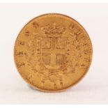 EMANUELE II ITALIAN 20 LIRE GOLD COIN 1878, 6.4gms (VF)
