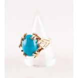 A GOLD (no carat mark) RING, set with a turquoise stone, 7.1gms gross