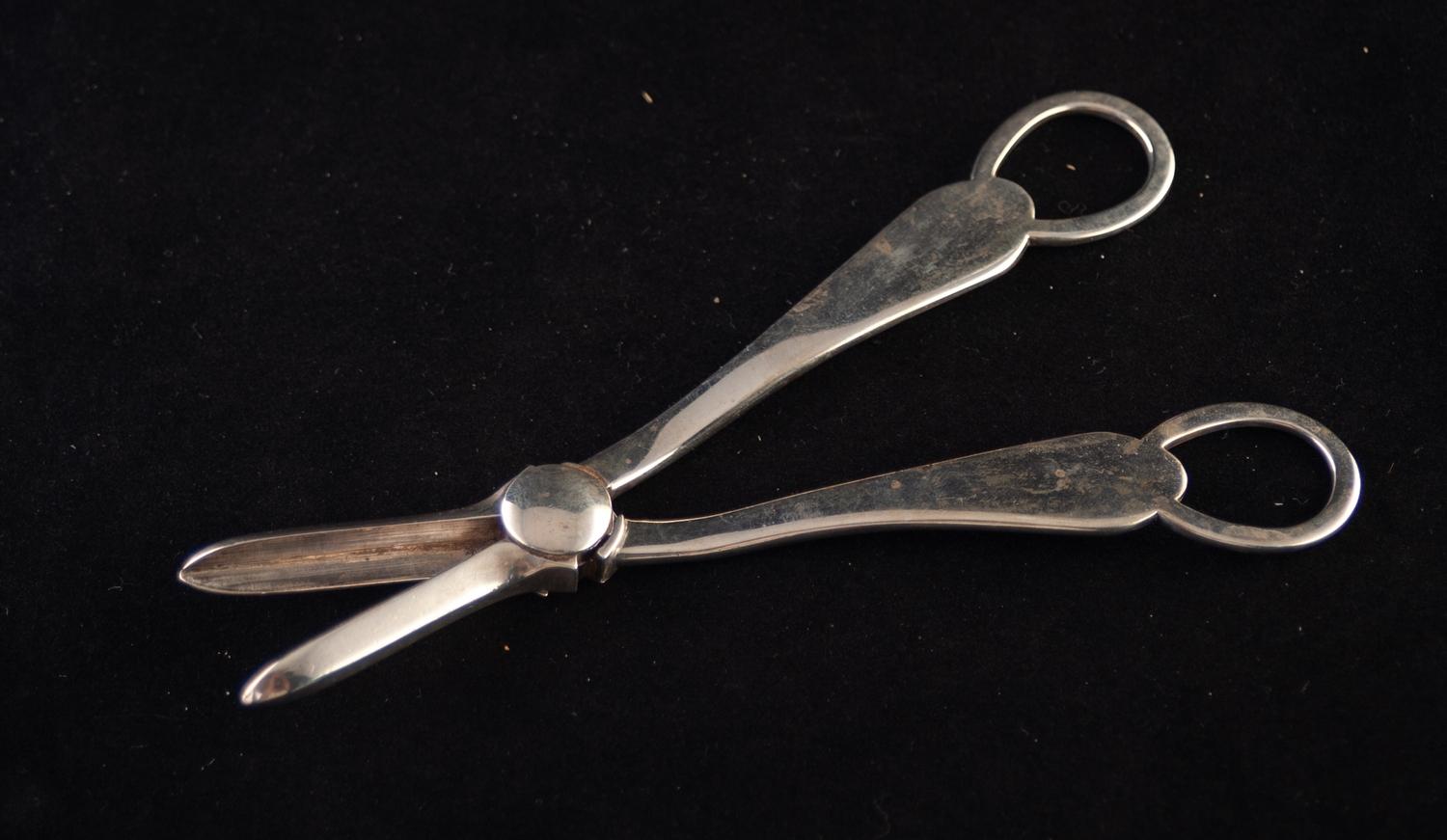 A PAIR OF LATE VICTORIAN SILVER GRAPE SCISSORS, Sheffield 1899, 3oz