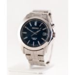 GENTS SEIKO STAINLESS STEEL WRIST WATCH with KINETIC automatic movements, with one button black dial
