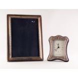 MODERN SILVER FRONTED AND BLUE PLUSH OBLONG PHOTOGRAPH FRAME with bead and bar decoration and