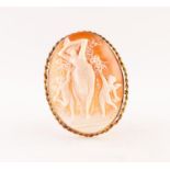 A TWENTIETH CENTURY CARVED SHELL CAMEO BROOCH set in gold coloured metal mount