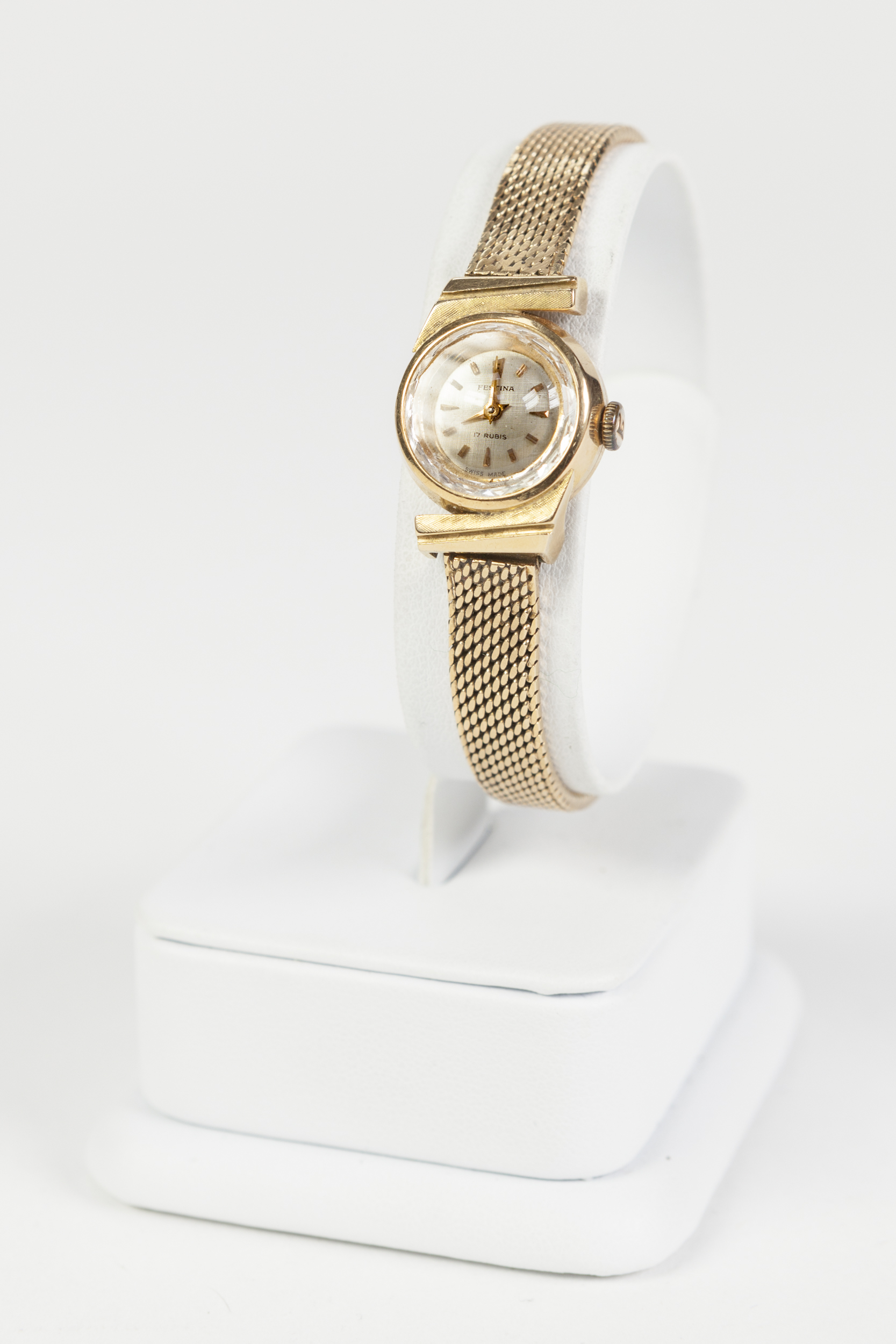 LADY'S 18ct GOLD 'FESTINA' WRIST WATCH, mechanical movement, small circular silvered dial with