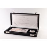 *ELIZABETH II ROYAL MINT 2003 LIMITED EDITION PROOF SILVER CROWN AND TEN POUND BANKNOTE SET, EDITION