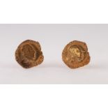 PAIR OF HENRY III OF FRANCE GOLD COIN CUFFLINKS, with stiff backs, 7.25g gross Coins in poor