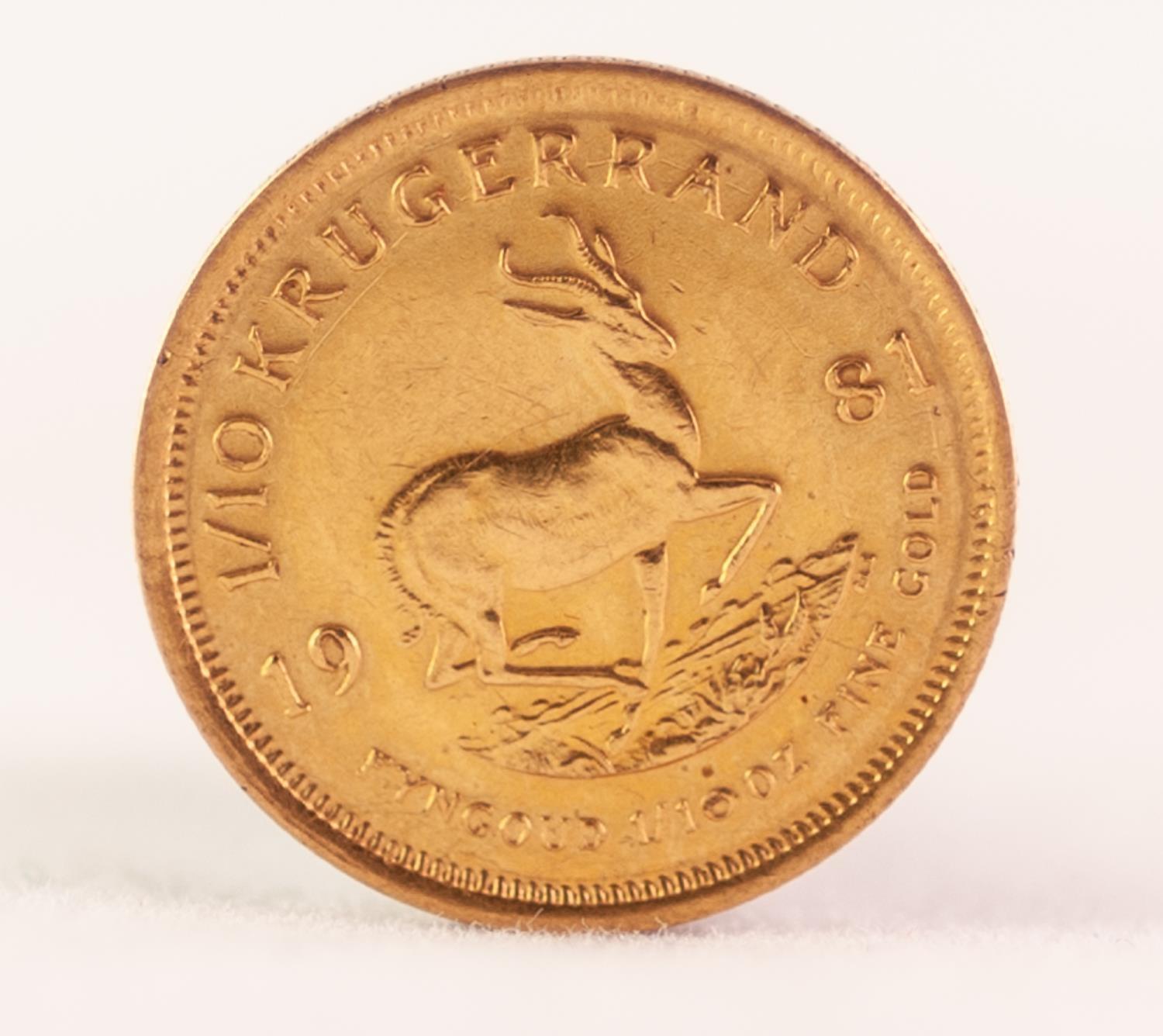 SOUTH AFRICAN FINE GOLD 1/10th OF AN OZ KRUGERAND, 1981, approximately 3.4gms - Image 2 of 2