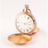 AMERICAN WALTHAM WATCH CO., LARGE ROLLED GOLD FULL HUNTER POCKET WATCH with keyless movement no