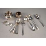 A SET OF SIX TWENTIETH CENTURY SILVER TEASPOONS, Sheffield 1946, TWO ODD DITTO, ALSO A SMALL