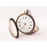 SWISS SILVER CASED OPEN FACED POCKET WATCH with keywind movement, white Roman dial, with