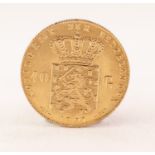 DUTCH 10 GULDEN GOLD COIN 1897, 6.7gms (VF)