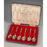BOXED SET OF SIX SILVER CORONATION 1937 COMMEMORATIVE SPOONS 'Monarchs of the Century 1837-1937',