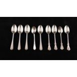 FIVE WALKER & HALL SILVER TEA SPOONS, Sheffield 19336 and a SET OF FOUR OTHER COFFEE SPOONS 3.7