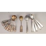 A SET OF SIX SWEDISH SILVER TEASPOONS, ALSO A SET OF EIGHT FINNISH BOLIDENS SILVER F. OLSSON FANCY