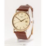 GENTS TISSOT "1853" 18ct GOLD WRIST WATCH with probably quartz movement , the gilt circular dial