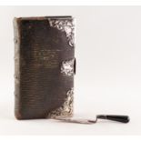 LATE VICTORIAN TEXTURED BROWN LEATHER AND SILVER MOUNTED BOOK OF COMMON PRAYER with monogrammed