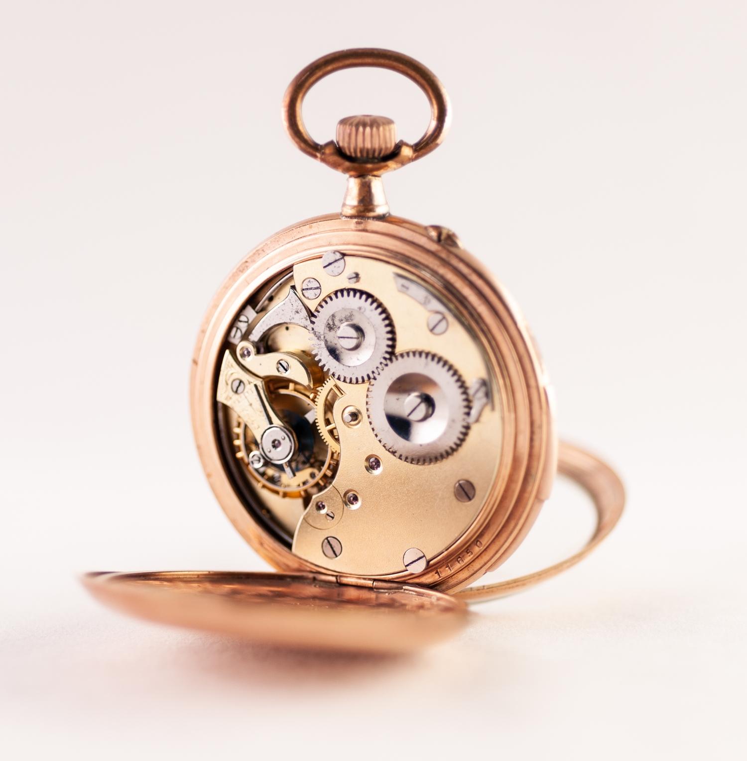 ROLLED GOLD OPEN FACED POCKET WATCH with keyless movement, white Arabic dial with subsidiary seconds - Image 2 of 2